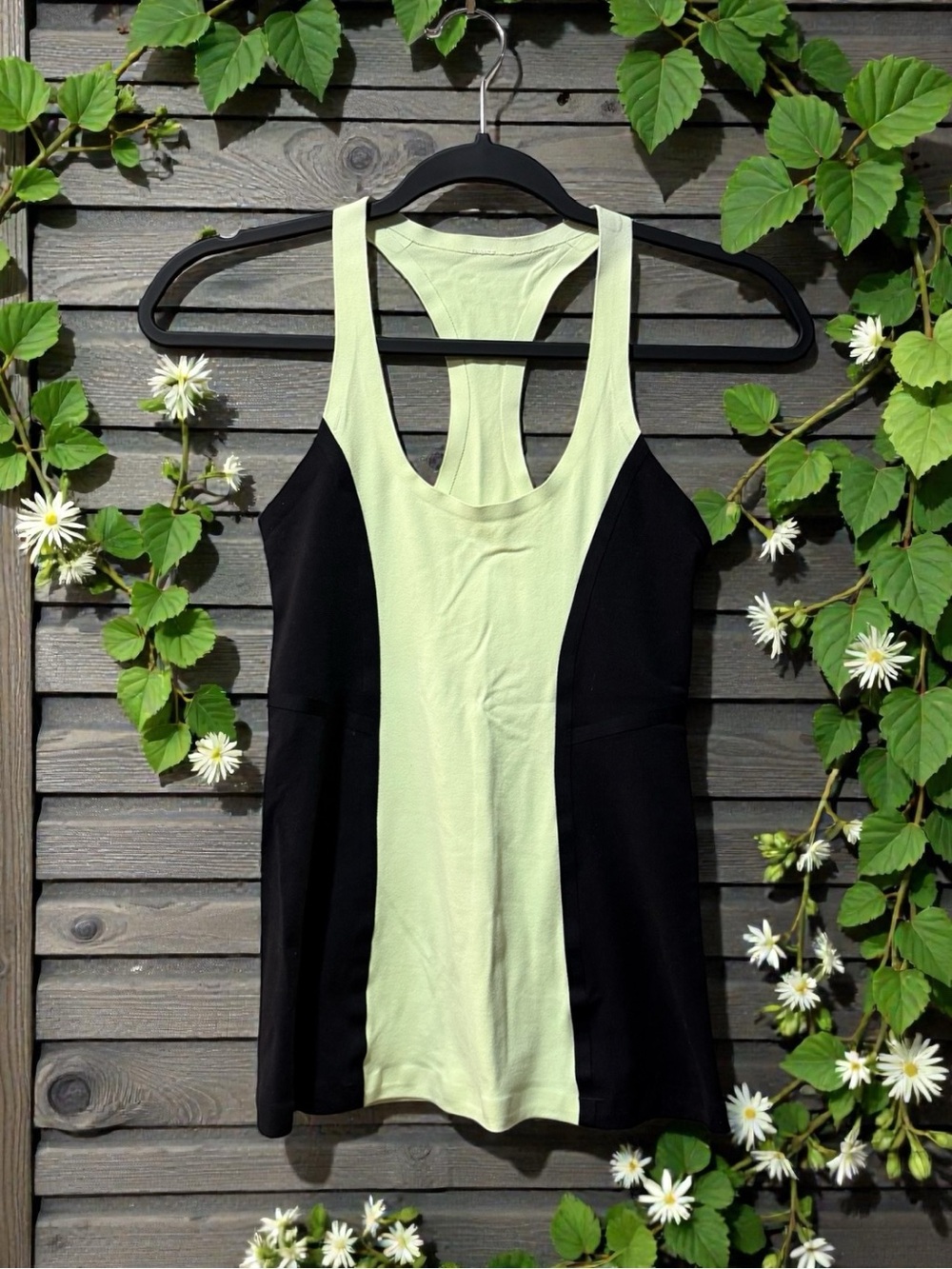 Lululemon Athletica Black & Light Yellow-Green Racerback Tank Top